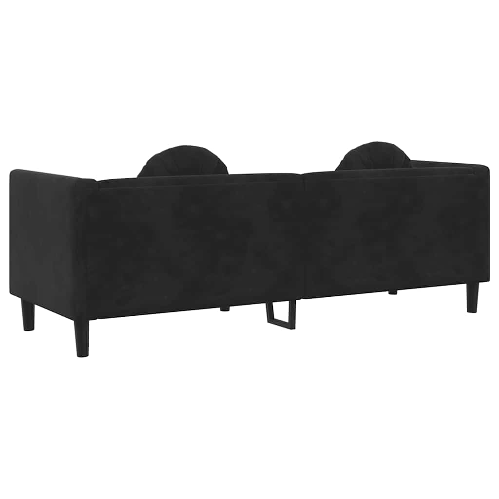 vidaXL Sofa 3-osobowa z poduszkami, czarna, aksamit
