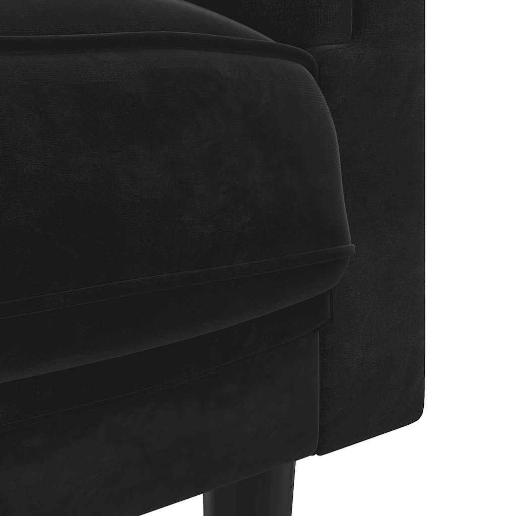 vidaXL Sofa 3-osobowa z poduszkami, czarna, aksamit