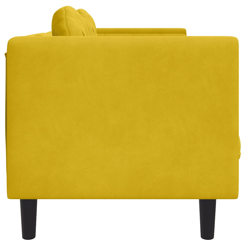 vidaXL Sofa 3-osobowa z poduszkami, żółta, aksamit