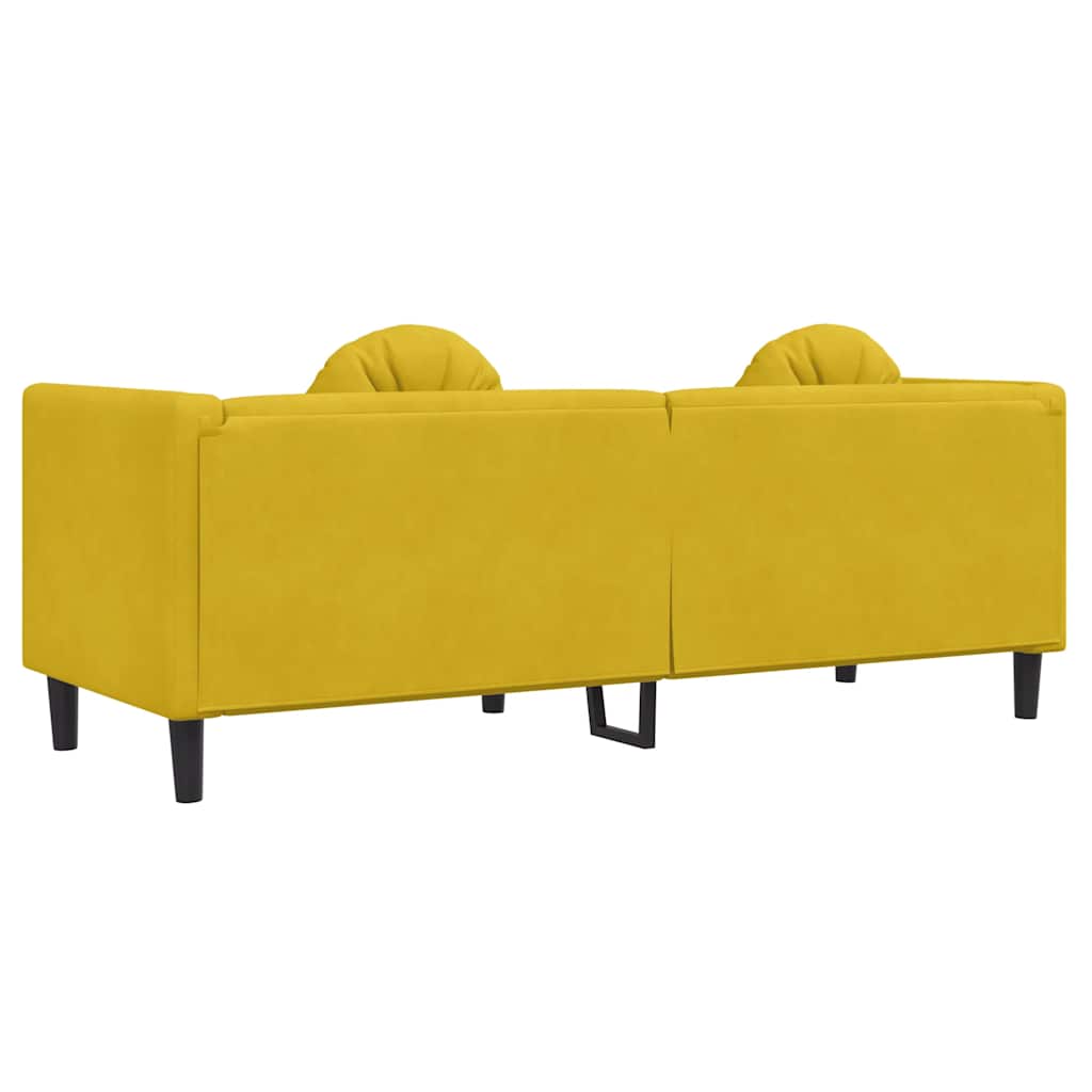 vidaXL Sofa 3-osobowa z poduszkami, żółta, aksamit