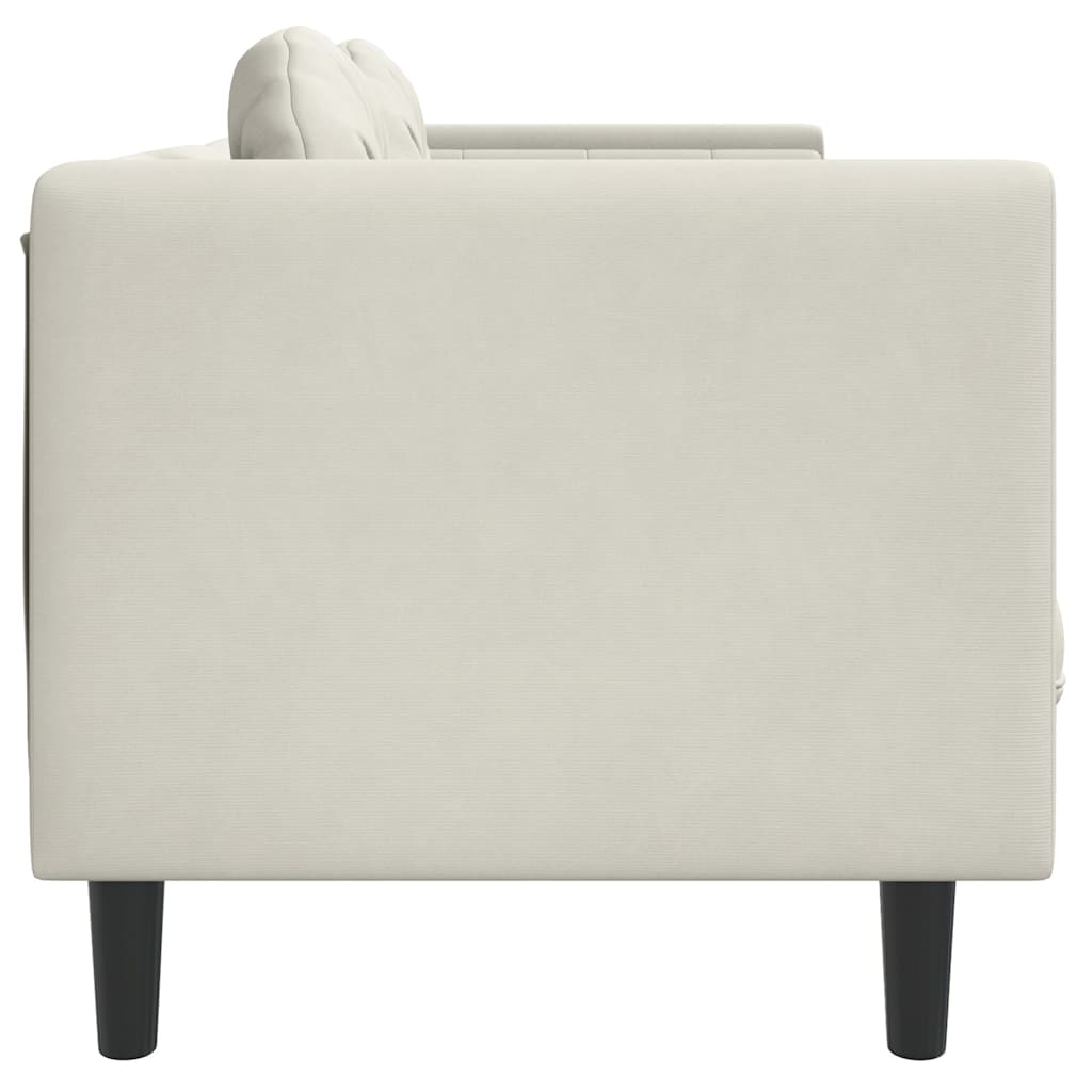 vidaXL Sofa 3-osobowa z poduszkami, kremowa, aksamit