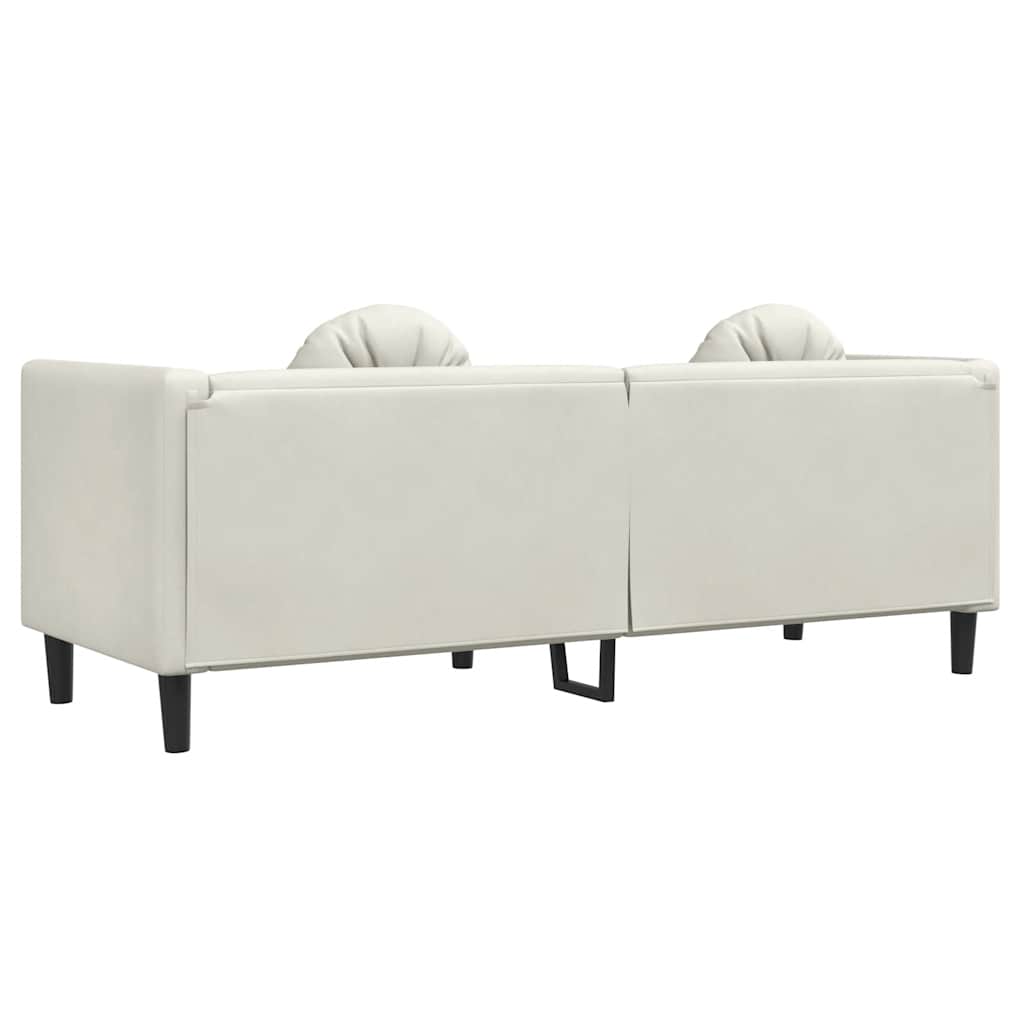 vidaXL Sofa 3-osobowa z poduszkami, kremowa, aksamit