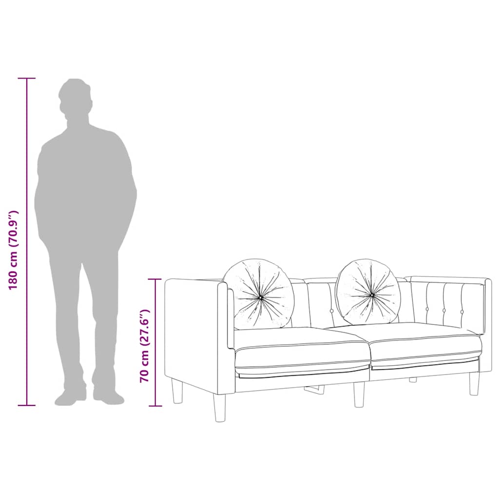 vidaXL Sofa 3-osobowa z poduszkami, kremowa, aksamit