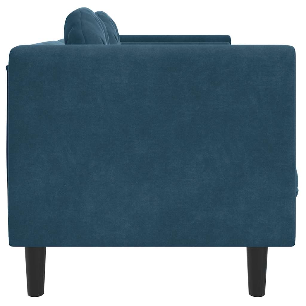 vidaXL Sofa 3-osobowa z poduszkami, niebieska, aksamit