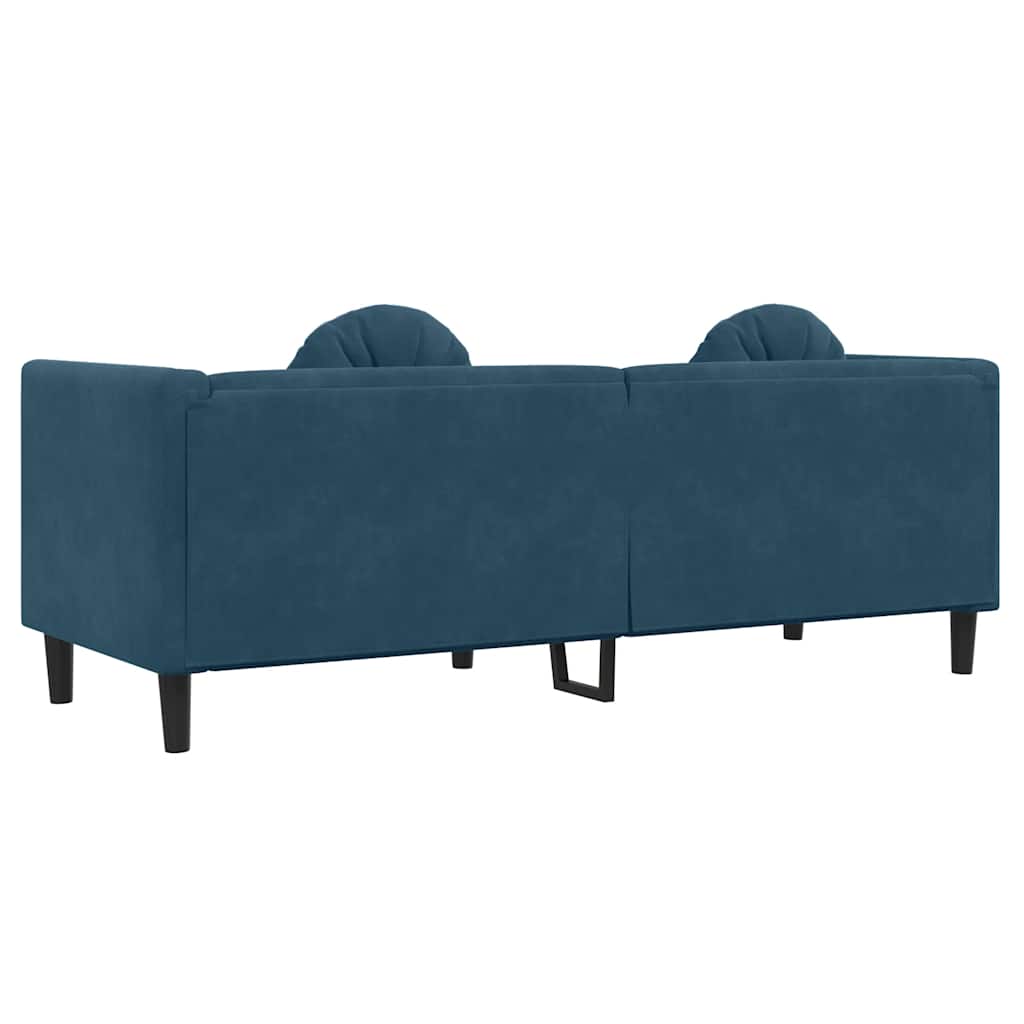 vidaXL Sofa 3-osobowa z poduszkami, niebieska, aksamit