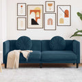 vidaXL Sofa 3-osobowa z poduszkami, niebieska, aksamit