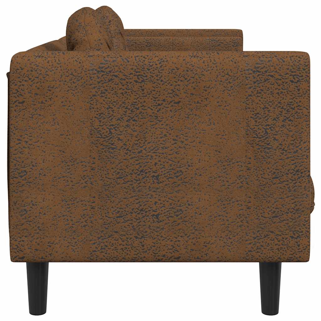 vidaXL Sofa 3-os., brązowa, sztuczna skóra zamszowa