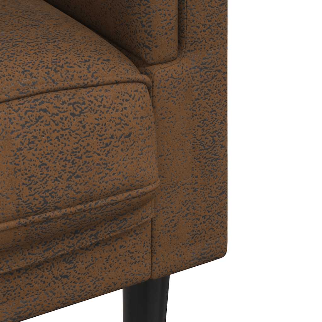 vidaXL Sofa 3-os., brązowa, sztuczna skóra zamszowa