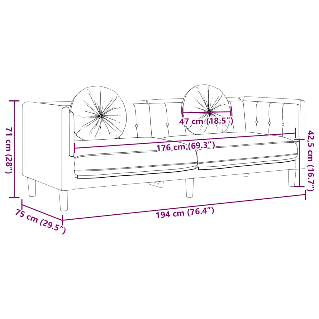 vidaXL Sofa 3-os., brązowa, sztuczna skóra zamszowa