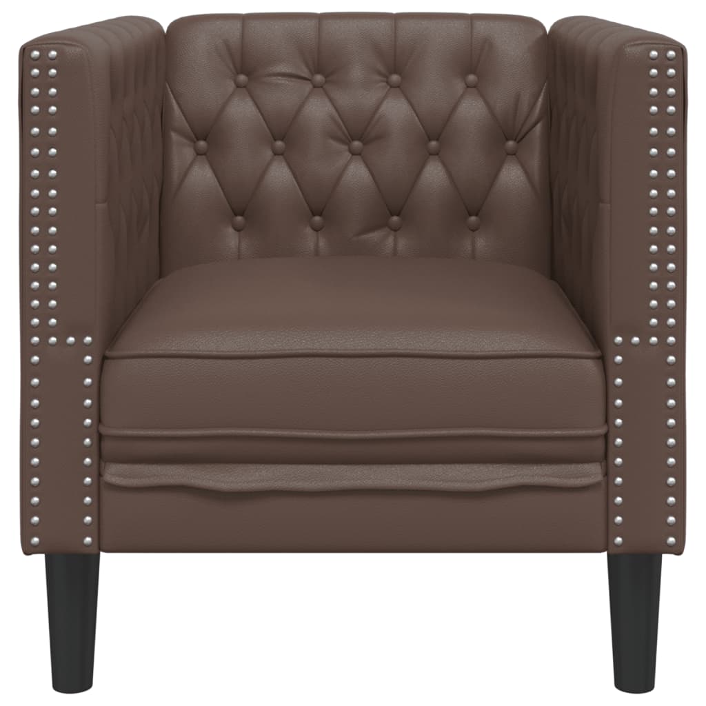 vidaXL Fotel Chesterfield, brązowy, tapicerowany sztuczną skórą
