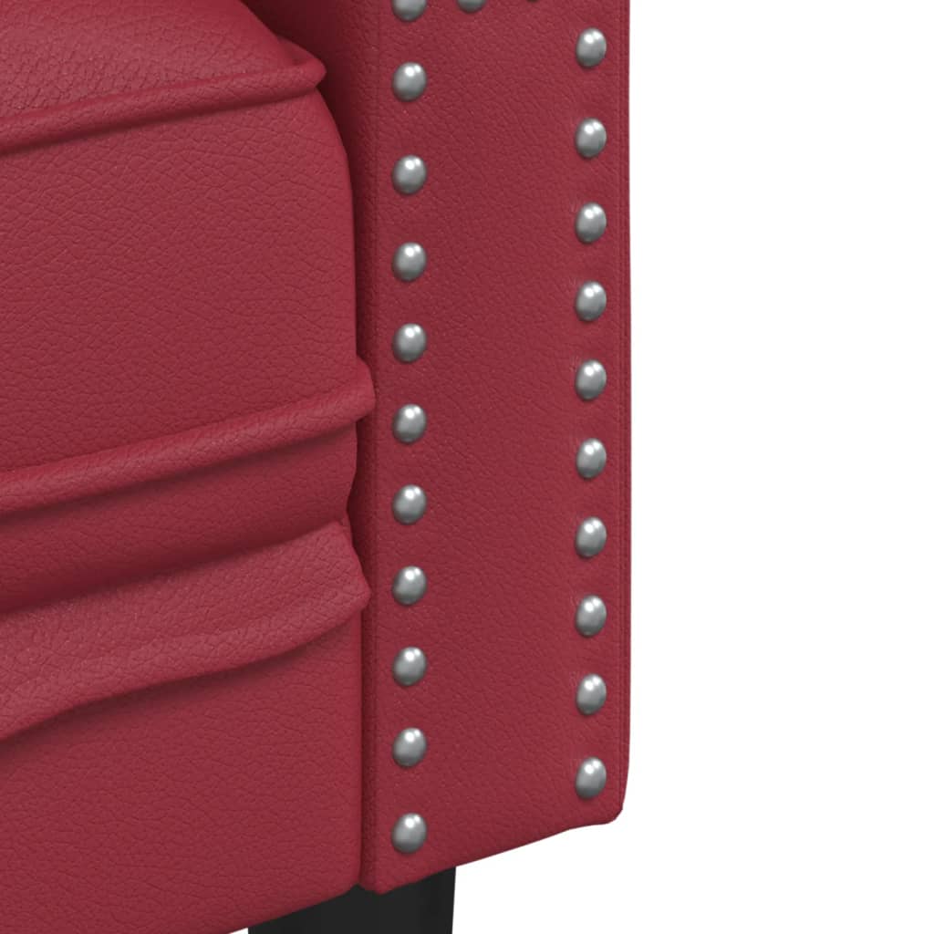 vidaXL Fotel Chesterfield, winna czerwień, tapicerowany sztuczną skórą