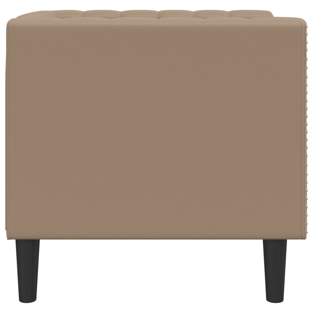 vidaXL Fotel Chesterfield, cappuccino, tapicerowany sztuczną skórą