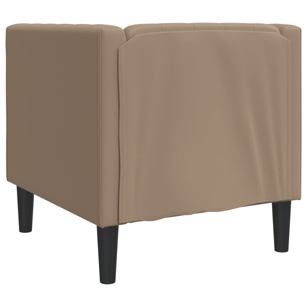 vidaXL Fotel Chesterfield, cappuccino, tapicerowany sztuczną skórą
