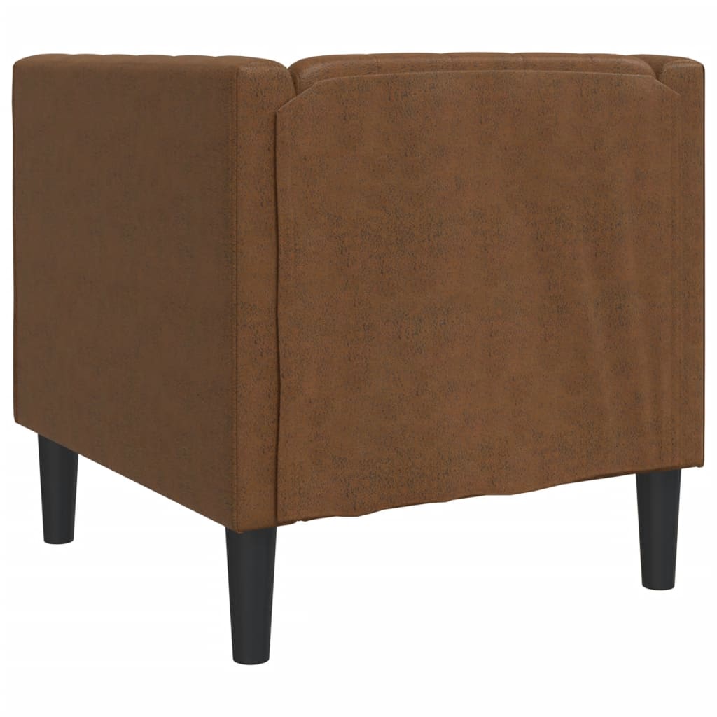 vidaXL Fotel Chesterfield, brązowy, sztuczna skóra zamszowa