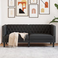 vidaXL Sofa Chesterfield, 2-os., czarna, tapicerowana sztuczną skórą