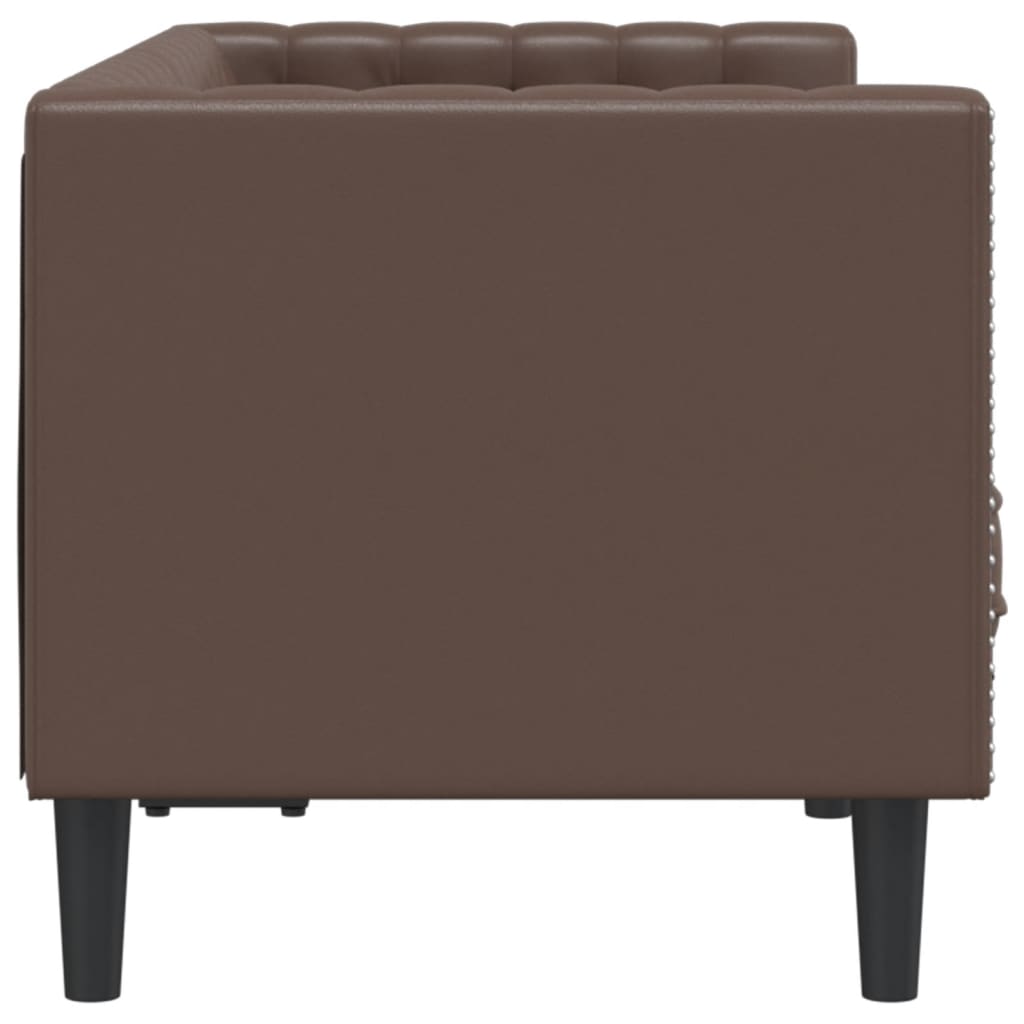 vidaXL Sofa Chesterfield, 2-os., brązowa, tapicerowana sztuczną skórą