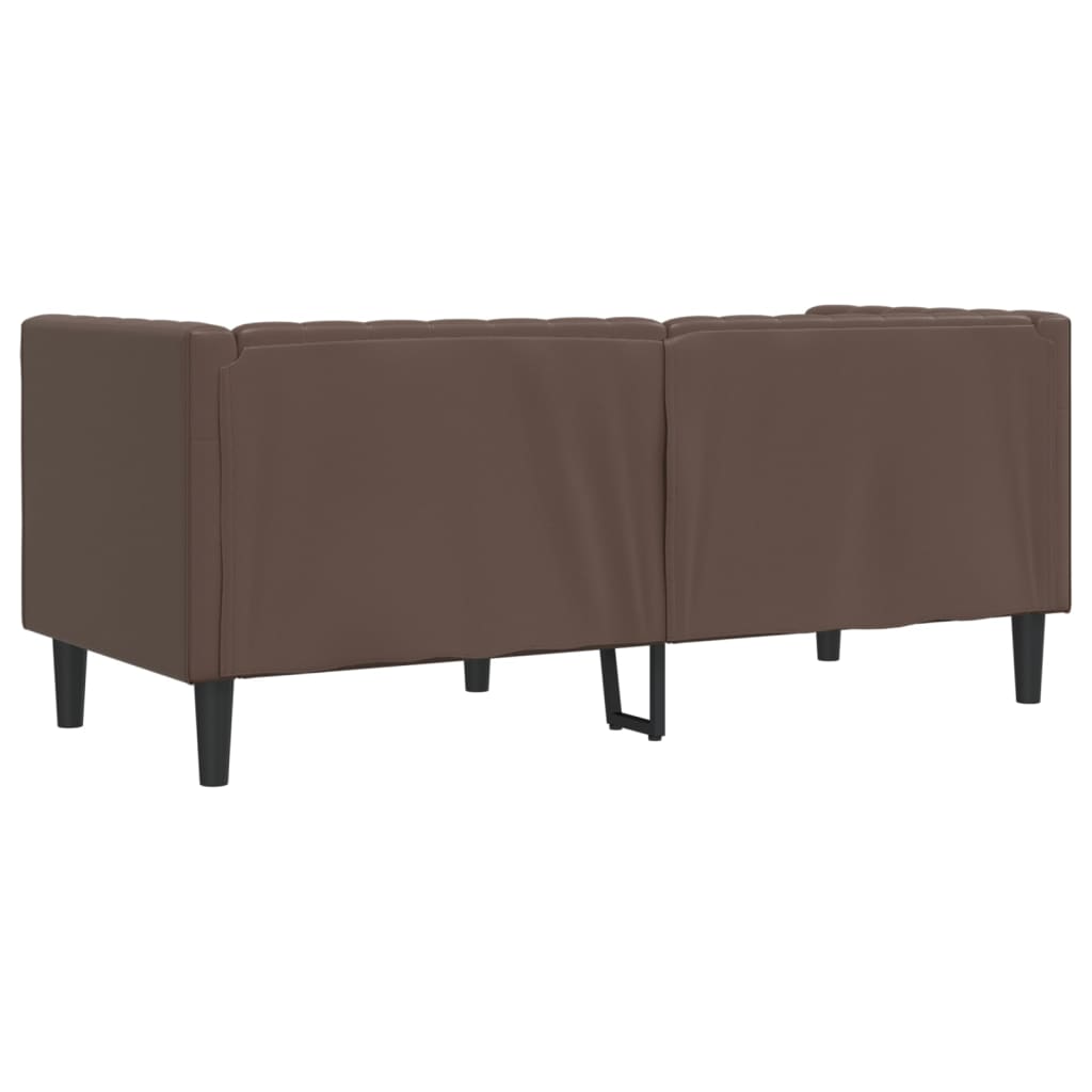 vidaXL Sofa Chesterfield, 2-os., brązowa, tapicerowana sztuczną skórą