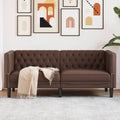 vidaXL Sofa Chesterfield, 2-os., brązowa, tapicerowana sztuczną skórą
