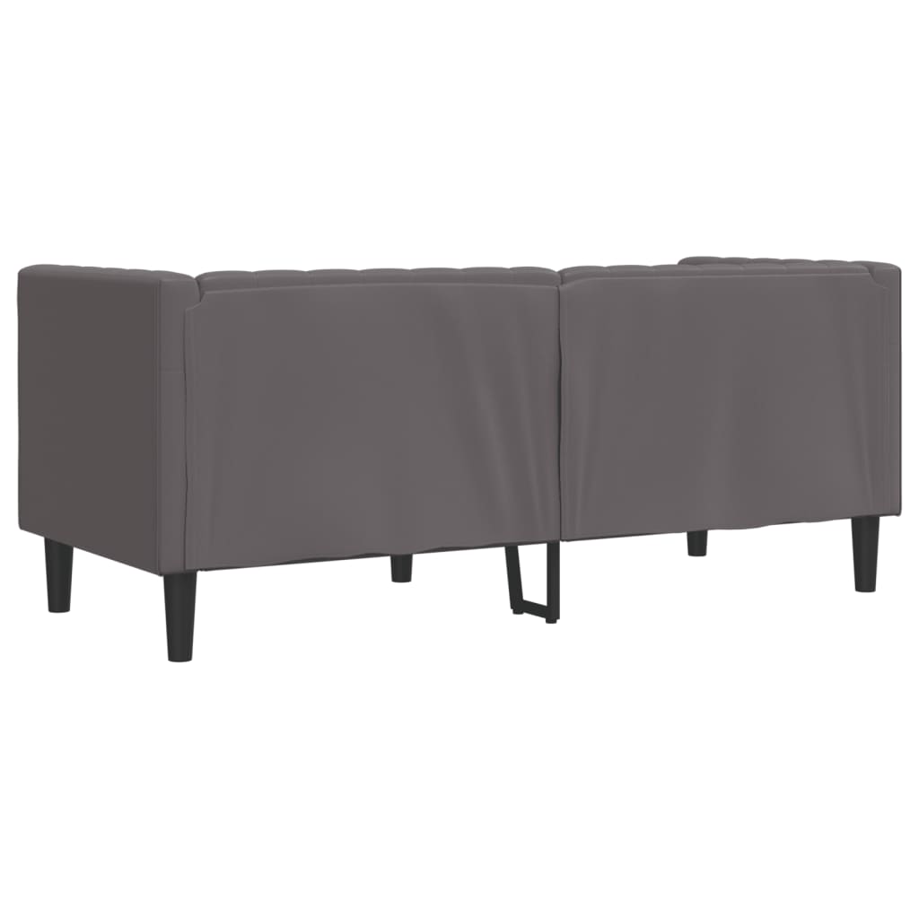 vidaXL Sofa Chesterfield, 2-os., szara, tapicerowana sztuczną skórą