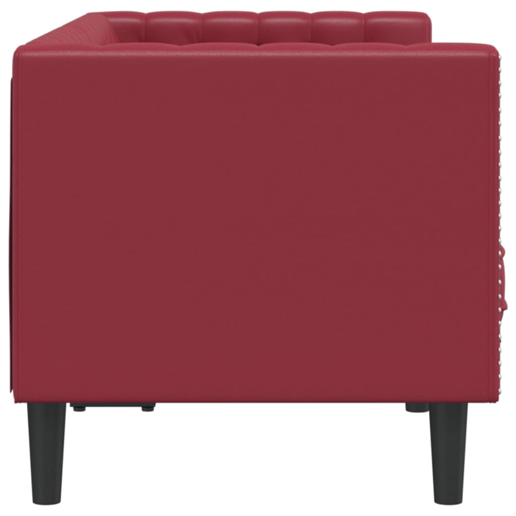 vidaXL Sofa Chesterfield, 2-os., bordowa, tapicerowana sztuczną skórą