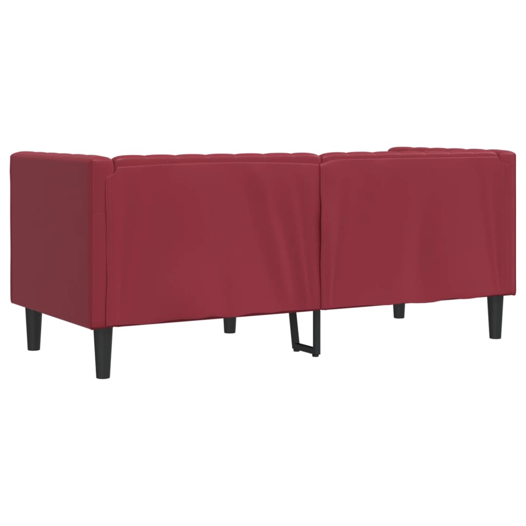 vidaXL Sofa Chesterfield, 2-os., bordowa, tapicerowana sztuczną skórą