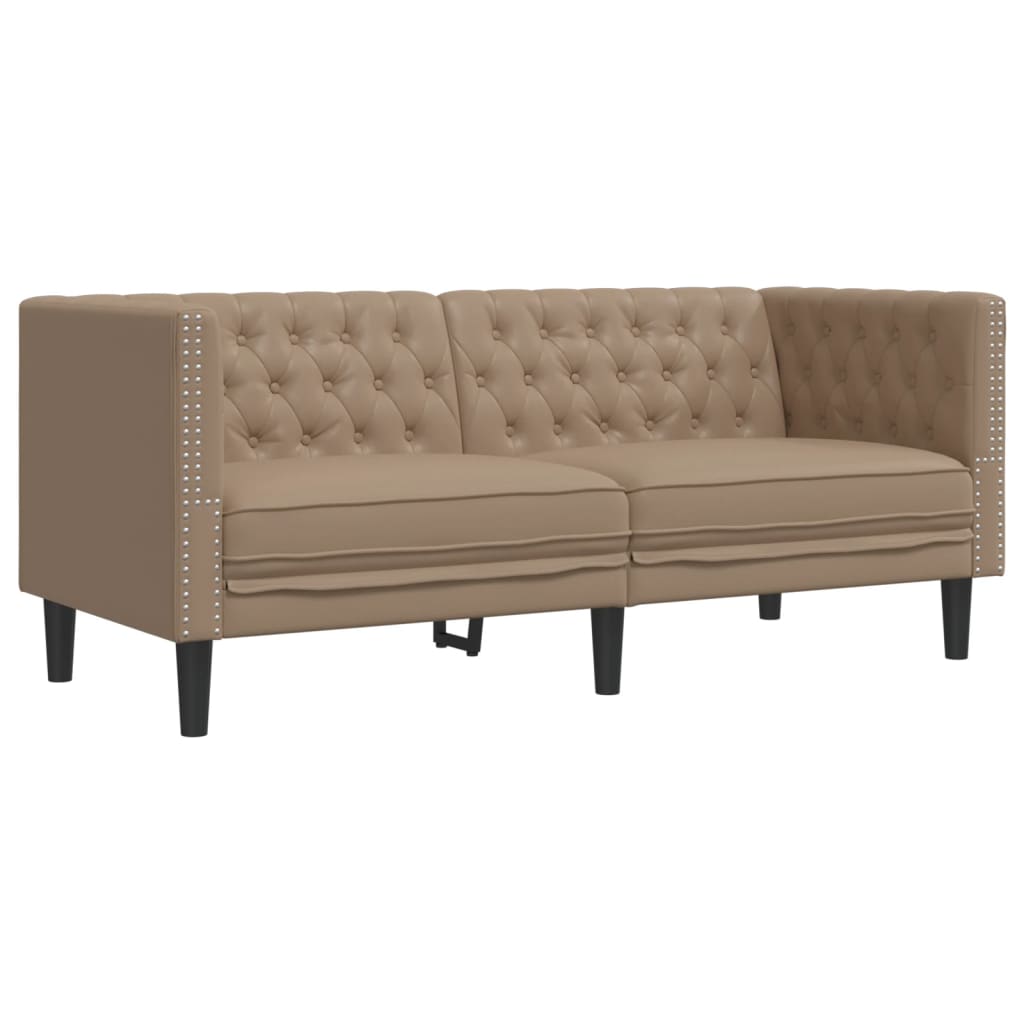 vidaXL Sofa Chesterfield, 2-os., cappuccino, sztuczna skóra