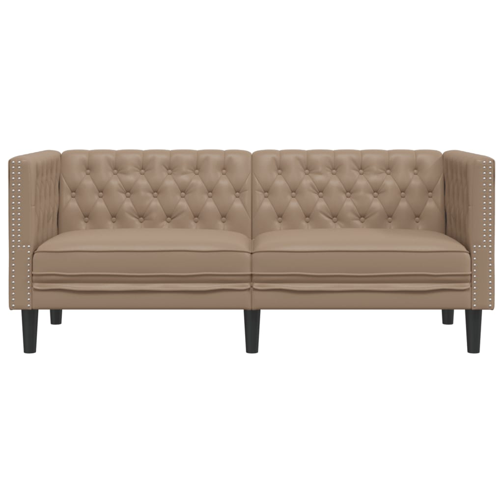 vidaXL Sofa Chesterfield, 2-os., cappuccino, sztuczna skóra