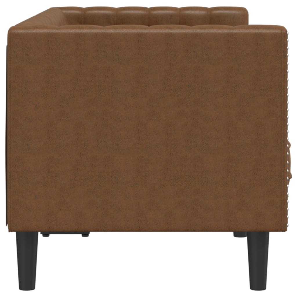 vidaXL Sofa Chesterfield, 2-os., brązowa, sztuczna skóra zamszowa