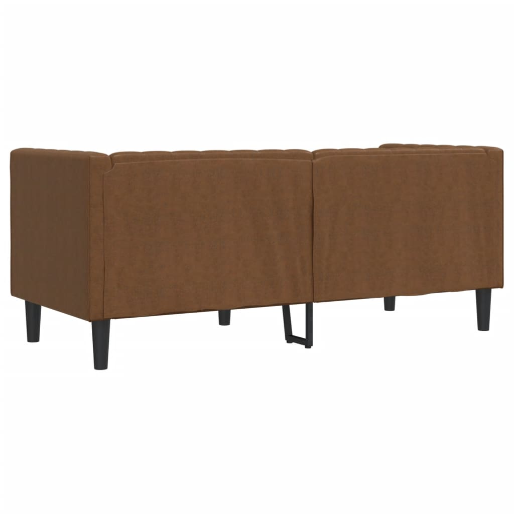 vidaXL Sofa Chesterfield, 2-os., brązowa, sztuczna skóra zamszowa