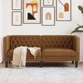 vidaXL Sofa Chesterfield, 2-os., brązowa, sztuczna skóra zamszowa