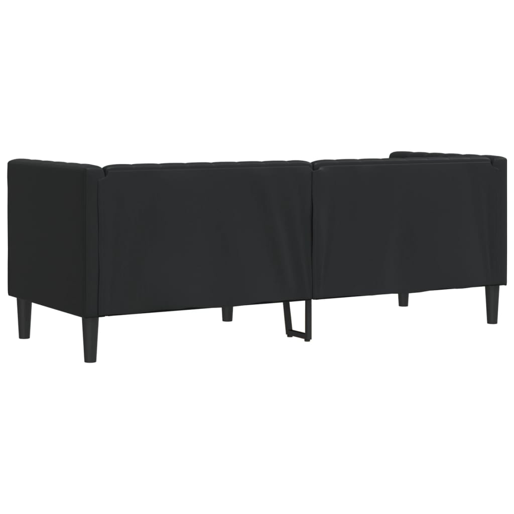 vidaXL Sofa Chesterfield, 3-os., czarna, tapicerowana sztuczną skórą
