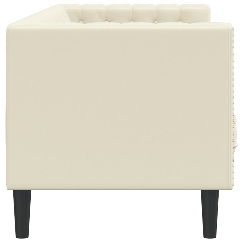 vidaXL Sofa Chesterfield, trzyosobowa, kremowa, sztuczna skóra