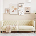 vidaXL Sofa Chesterfield, trzyosobowa, kremowa, sztuczna skóra