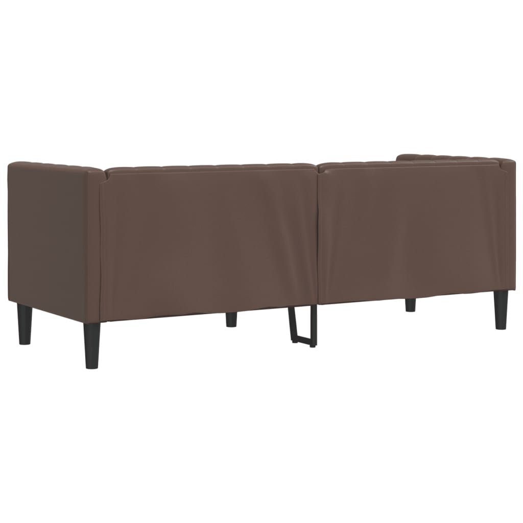 vidaXL Sofa Chesterfield, 3-os., brązowa, tapicerowana sztuczną skórą