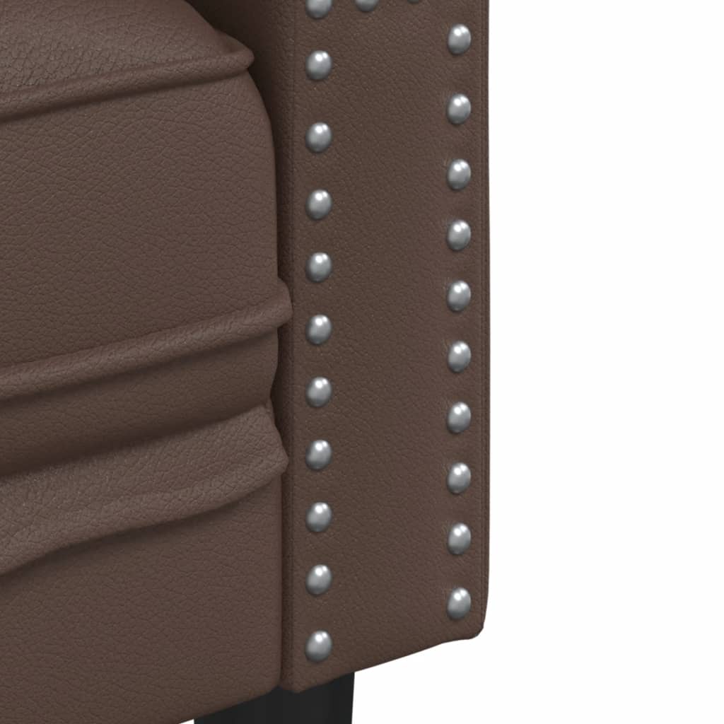 vidaXL Sofa Chesterfield, 3-os., brązowa, tapicerowana sztuczną skórą