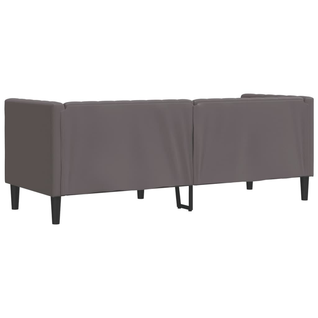 vidaXL Sofa Chesterfield, 3-os., szara, tapicerowana sztuczną skórą