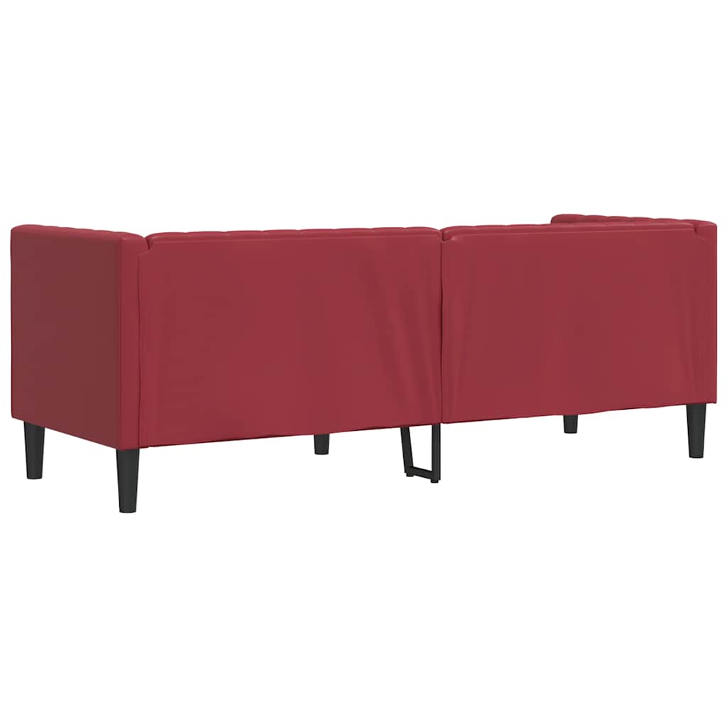 vidaXL Sofa Chesterfield, 3-os., bordowa, tapicerowana sztuczną skórą