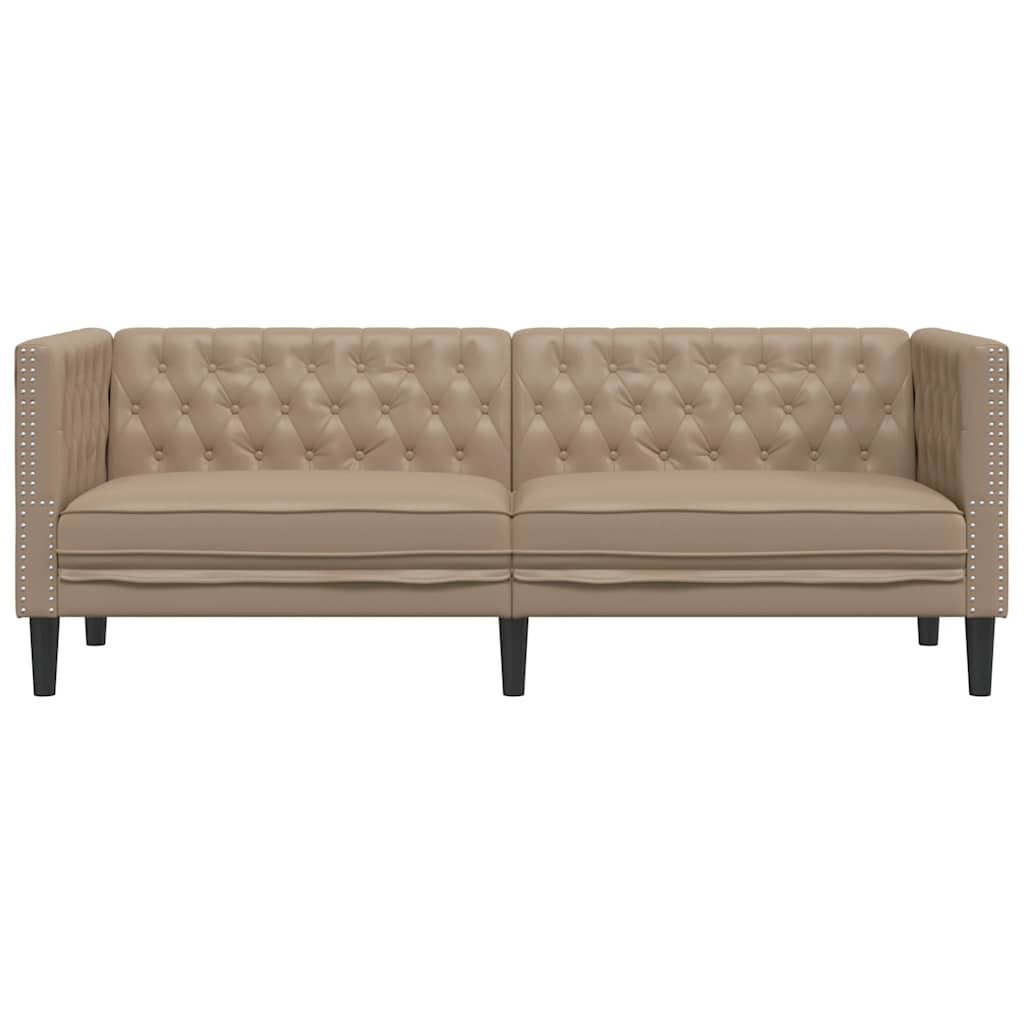 vidaXL Sofa Chesterfield, 3-os., cappuccino, sztuczna skóra