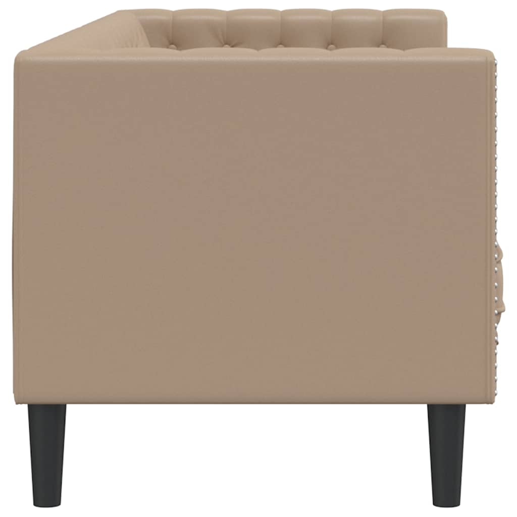 vidaXL Sofa Chesterfield, 3-os., cappuccino, sztuczna skóra