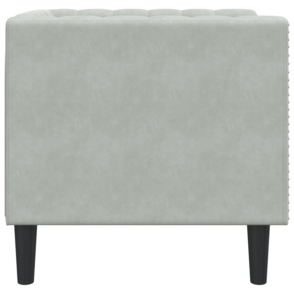 vidaXL Fotel Chesterfield, jasnoszary, tapicerowany aksamitem