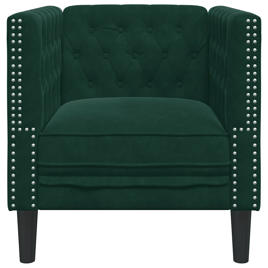 vidaXL Fotel Chesterfield, ciemnozielony, tapicerowany aksamitem