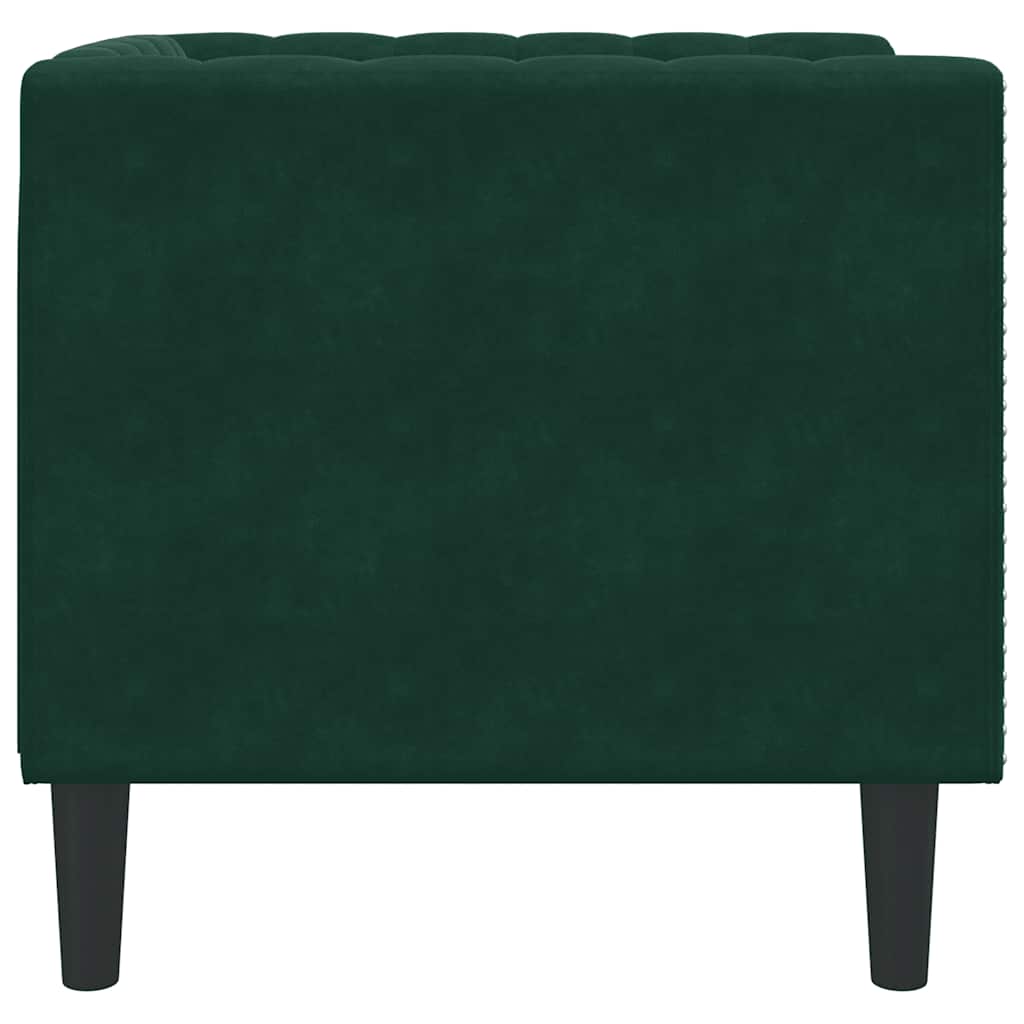 vidaXL Fotel Chesterfield, ciemnozielony, tapicerowany aksamitem