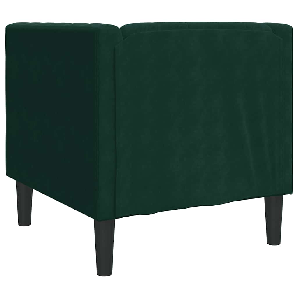 vidaXL Fotel Chesterfield, ciemnozielony, tapicerowany aksamitem