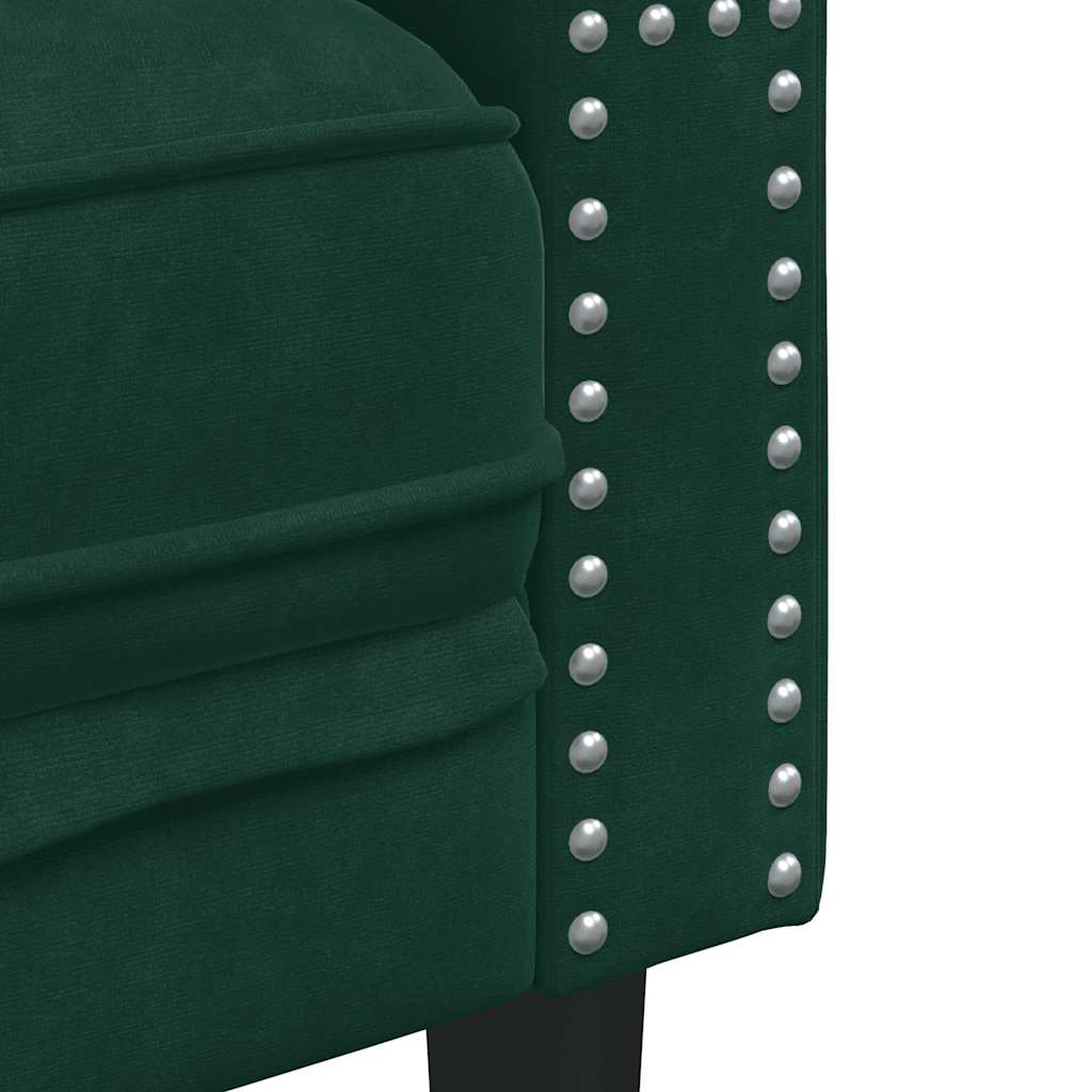 vidaXL Fotel Chesterfield, ciemnozielony, tapicerowany aksamitem