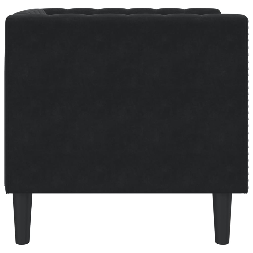 vidaXL Fotel Chesterfield, czarny, tapicerowany aksamitem