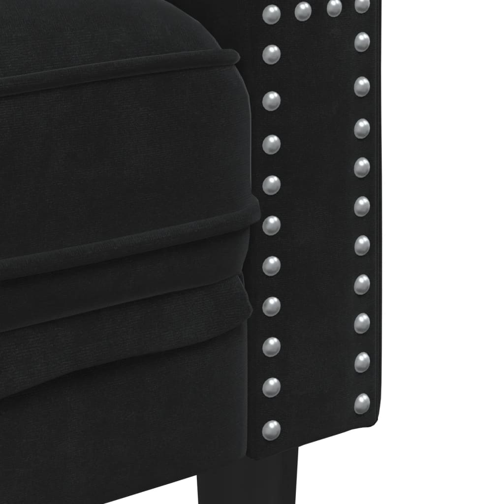 vidaXL Fotel Chesterfield, czarny, tapicerowany aksamitem
