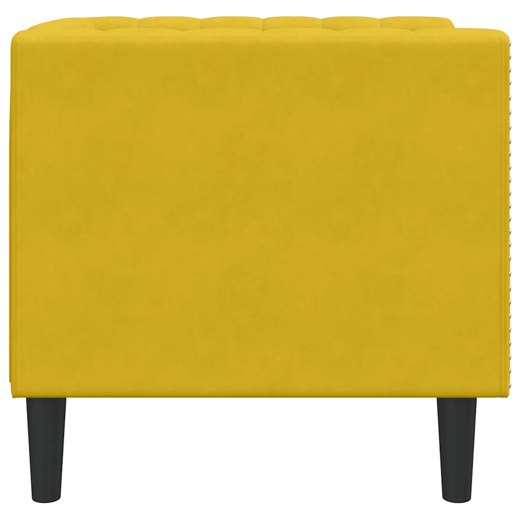 vidaXL Fotel Chesterfield, żółty, tapicerowany aksamitem