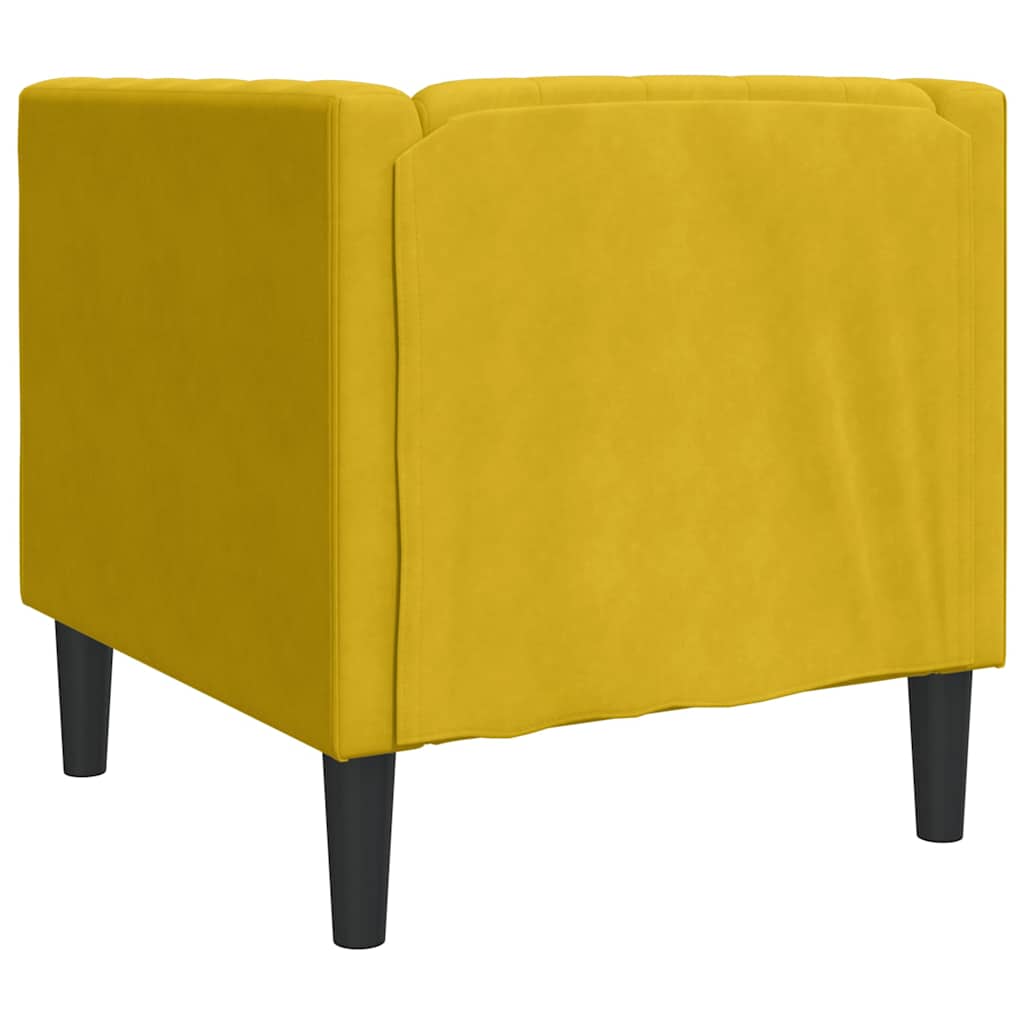 vidaXL Fotel Chesterfield, żółty, tapicerowany aksamitem