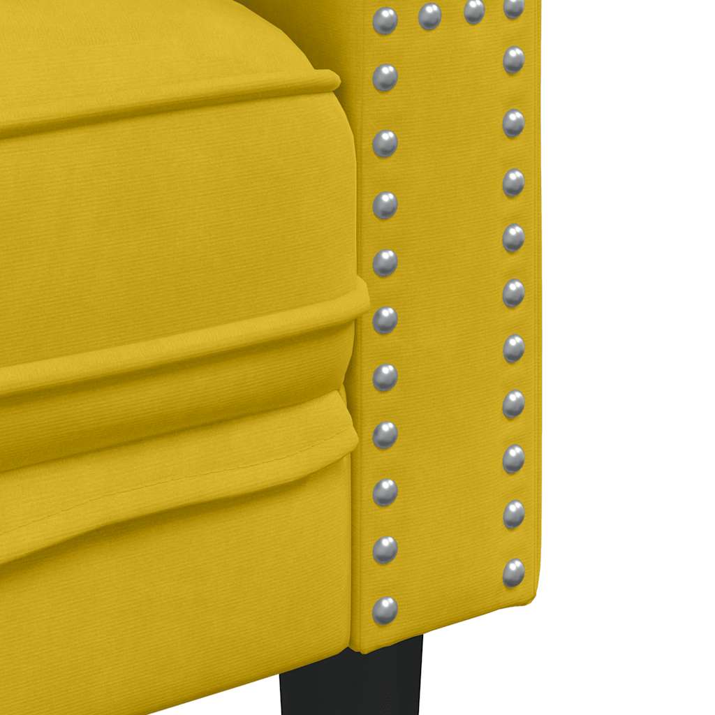 vidaXL Fotel Chesterfield, żółty, tapicerowany aksamitem