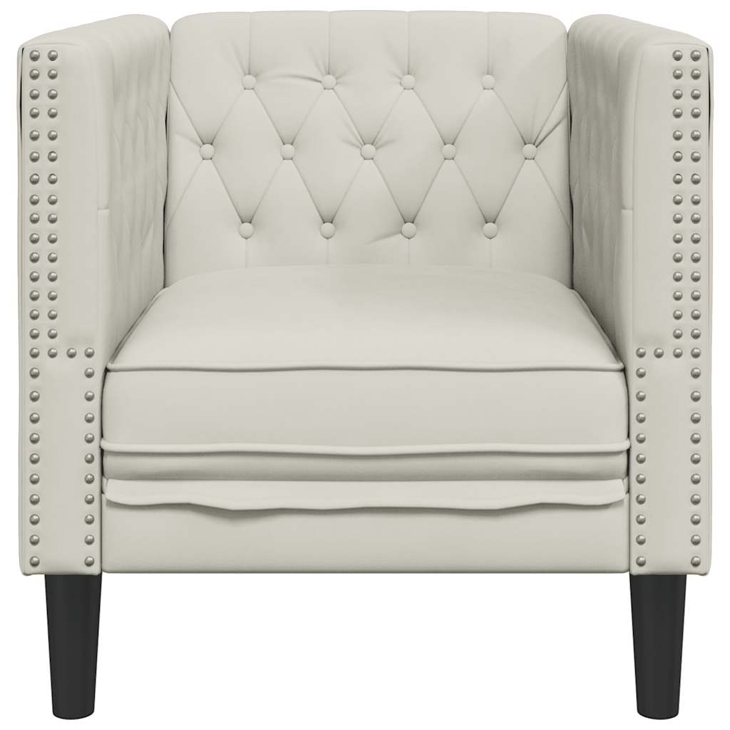 vidaXL Fotel Chesterfield, kremowy, tapicerowany aksamitem